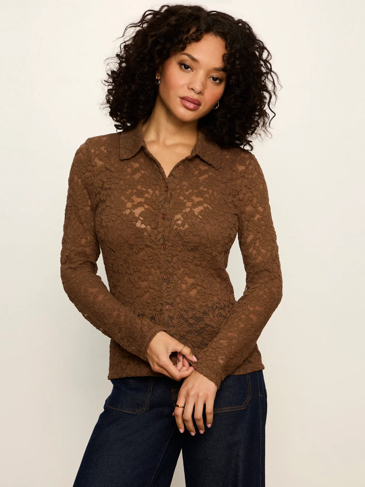 SA Dreamer Lace Shirt COCOA POWDER