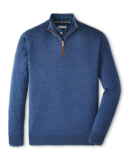 Peter Millar Autumn Crest Suede Trim Quarter-Zip - BLUE HAZE
