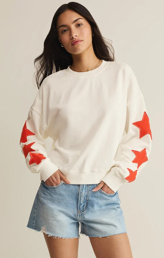 Z Supply Stars First Date Sweatshirt - SEA SALT