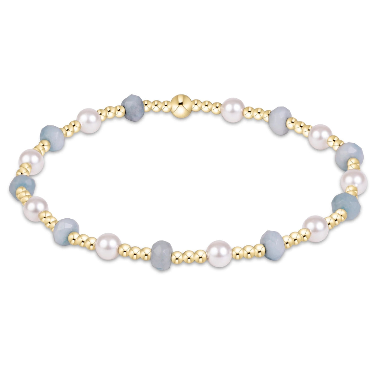enewton Sincerity Gemstone & Pearl 4mm Bracelet - AQUAMARINE