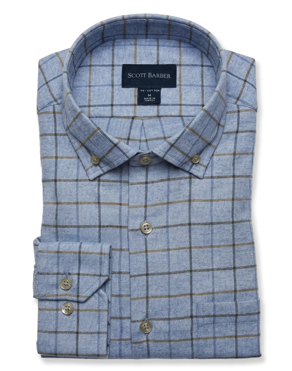 SCB Cotton/Cashmere Flannel Shirt BLUE