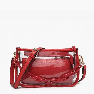 JC Jessica Stadium Clear Cross Body Bag RED