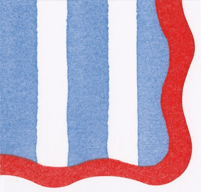 CAS Cafe Stripe Scallop Cocktail Napkin BLUE