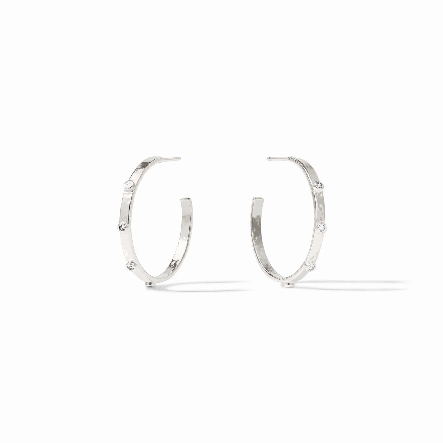 JV Crescent Stone Hoop SILVER/CUBIC ZIRCONIA - L
