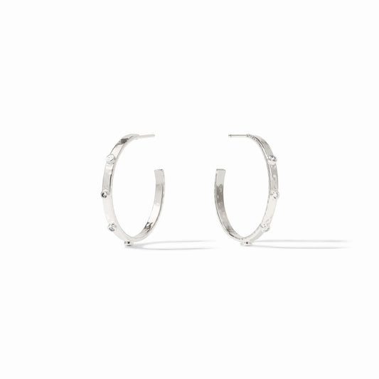 JV Crescent Stone Hoop SILVER/CUBIC ZIRCONIA - L