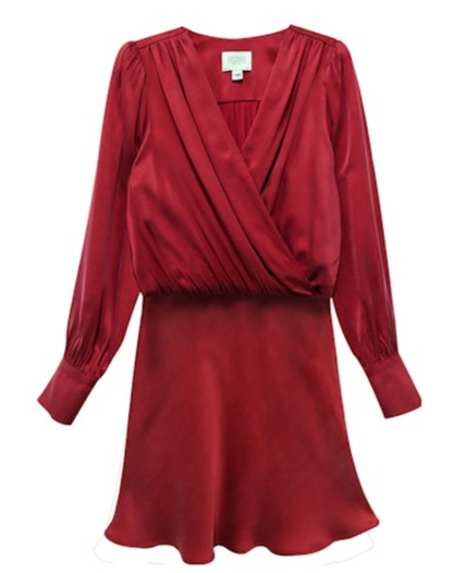Fifteen Twenty Denise Drape Front Dress - BRICK