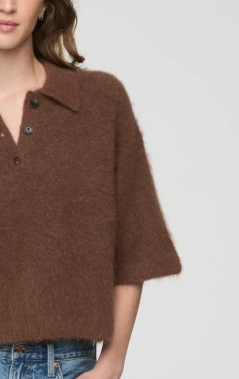Pistola Nadya Alpaca Boxy Polo Sweater - ROCHE