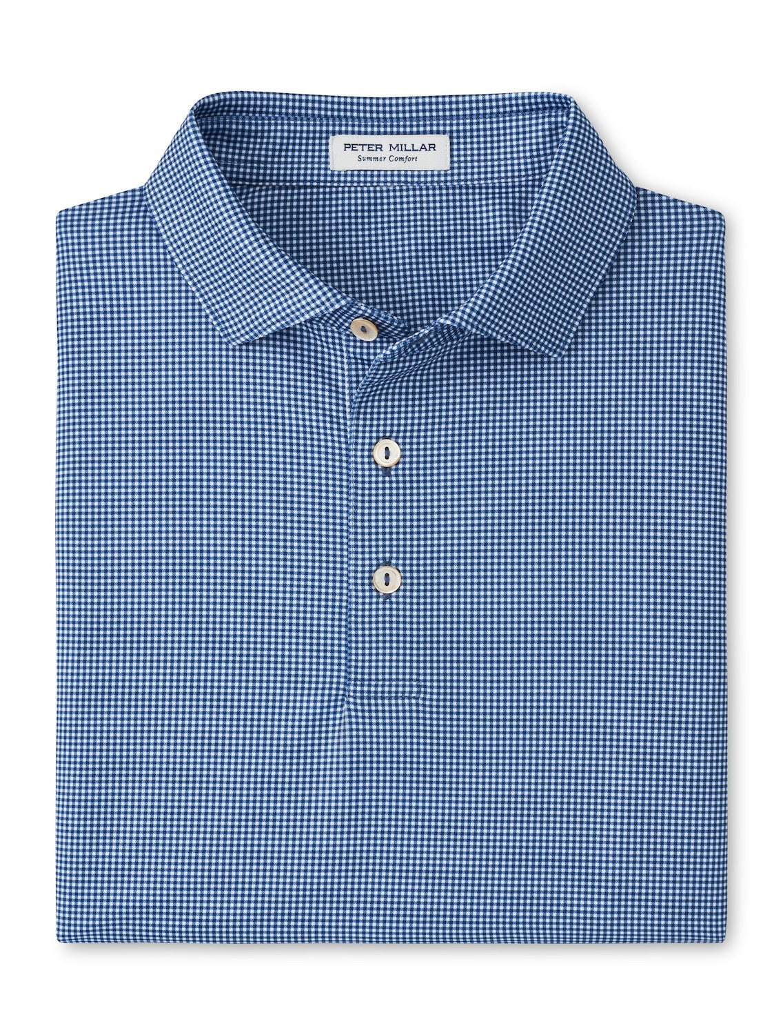 Peter Millar Gingham Performance Jersey Polo - BLUE HAZE