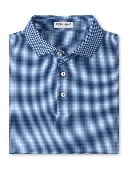 Peter Millar Gingham Performance Jersey Polo - BLUE HAZE