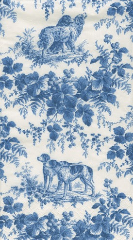 Caspari Hunting Toile Guest Towels - BLUE