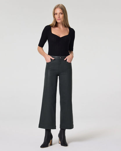 PAIGE Anessa Wide Leg Jean - DARK ROSIN LUXE COATING