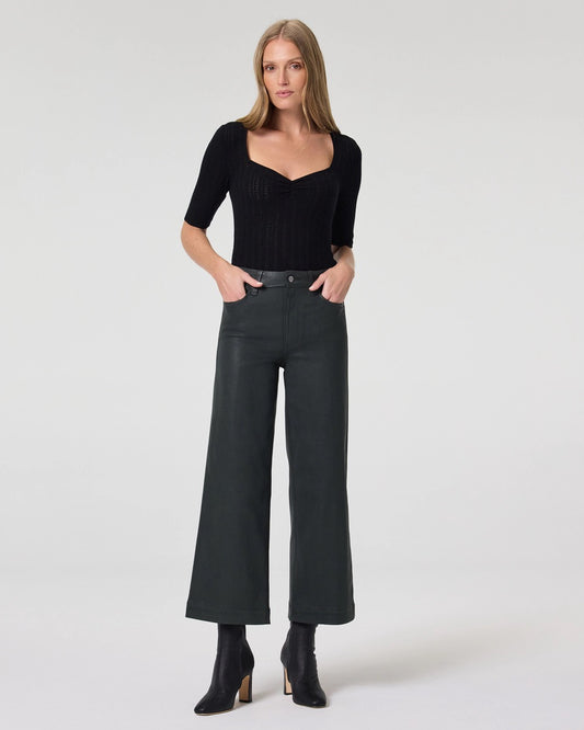 PAIGE Anessa Wide Leg Jean - DARK ROSIN LUXE COATING