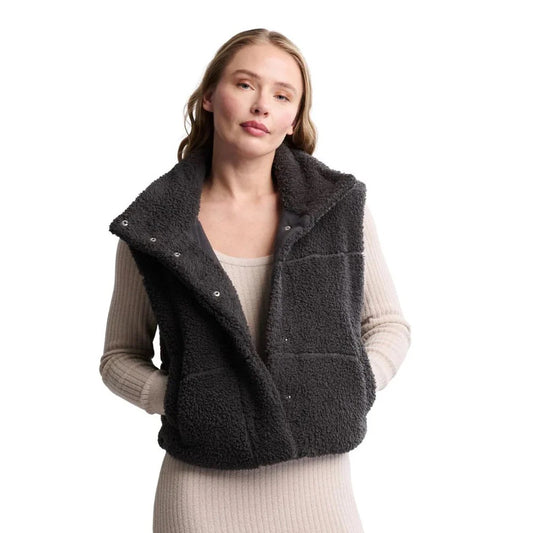 Barefoot Dreams Brushed CozyChicPuffer Vest - CARBON