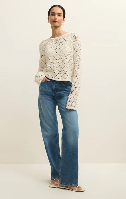 Z Supply Hullen Crochet Sweater - CLOUD
