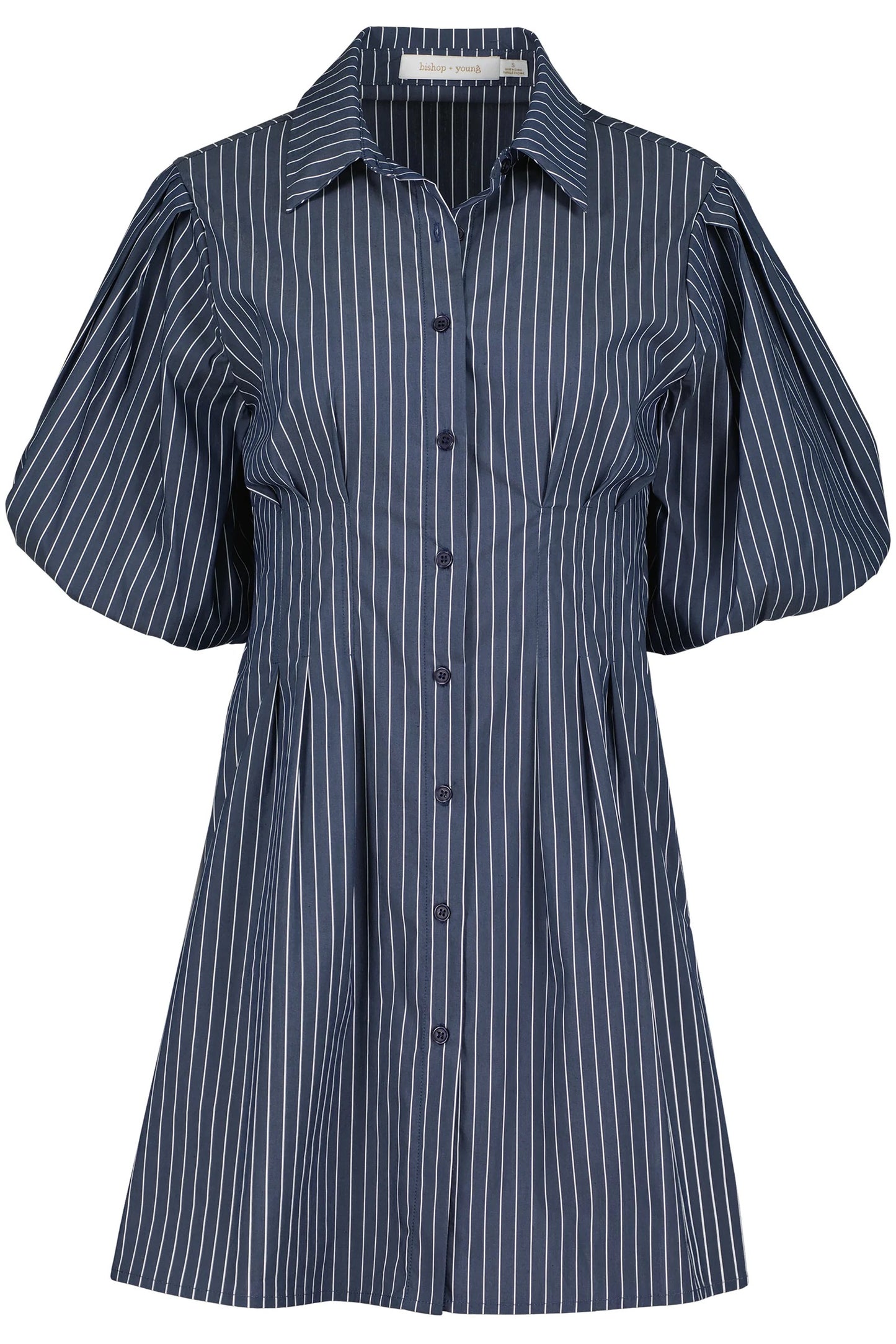 Bishop & Young Jacqueline Bubble Sleeve Dress - INDIGO STRIPE