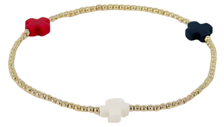 enewton EGIRL signature cross gold pattern 2mm bead bracelet - FIRECRACKER