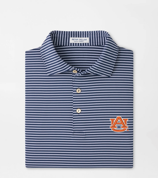 Peter Millar Tiebreaker Performance Jersey Stripe Polo AUBURN - NAVY