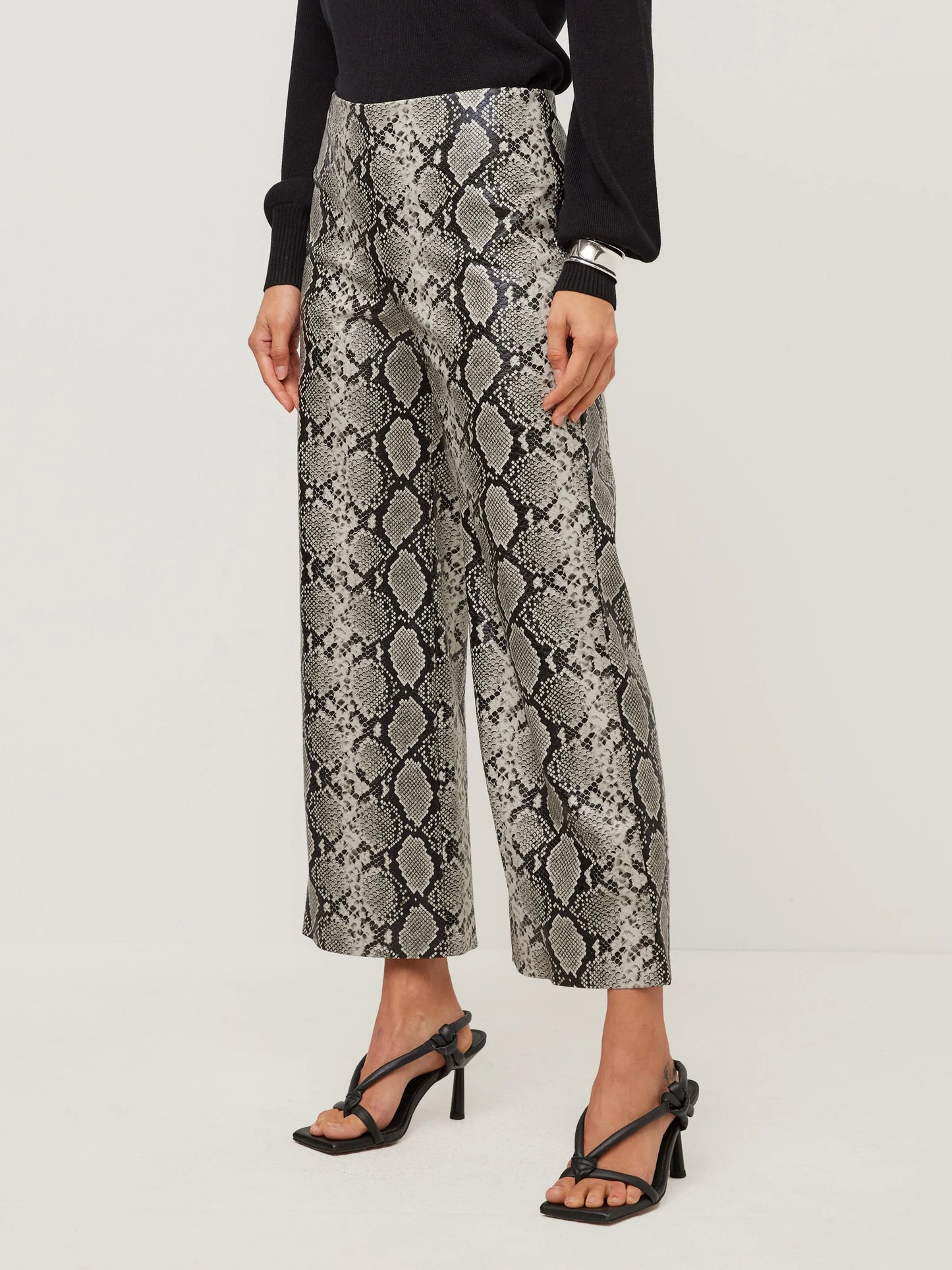Fifteen Twenty Kelly Faux Leather Cropped Pants - PRINT