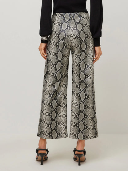Fifteen Twenty Kelly Faux Leather Cropped Pants - PRINT