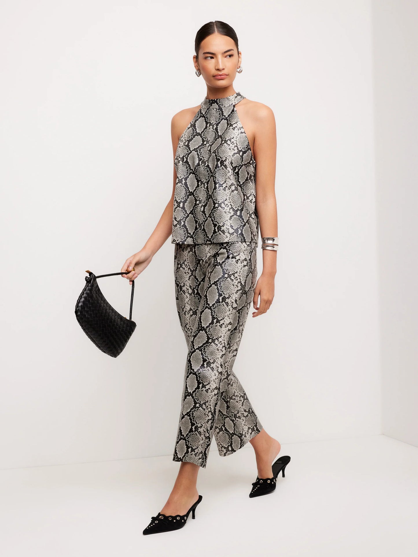 Fifteen Twenty Kelly Faux Leather Cropped Pants - PRINT