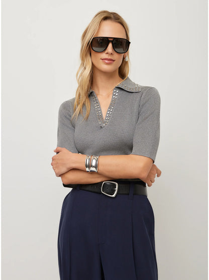 Fifteen Twenty Eleanor Polo Sweater - GREY
