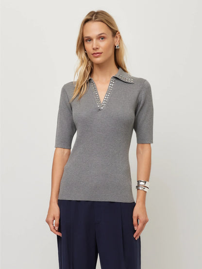 Fifteen Twenty Eleanor Polo Sweater - GREY