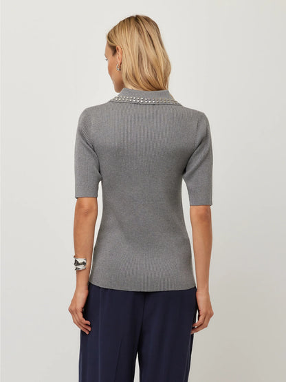 Fifteen Twenty Eleanor Polo Sweater - GREY