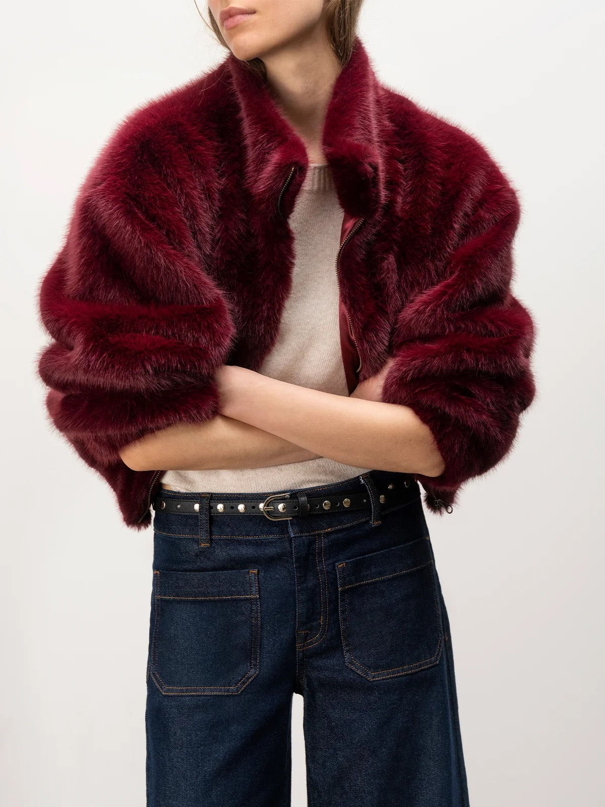 SA Everest Fur Bomber BORDEAUX