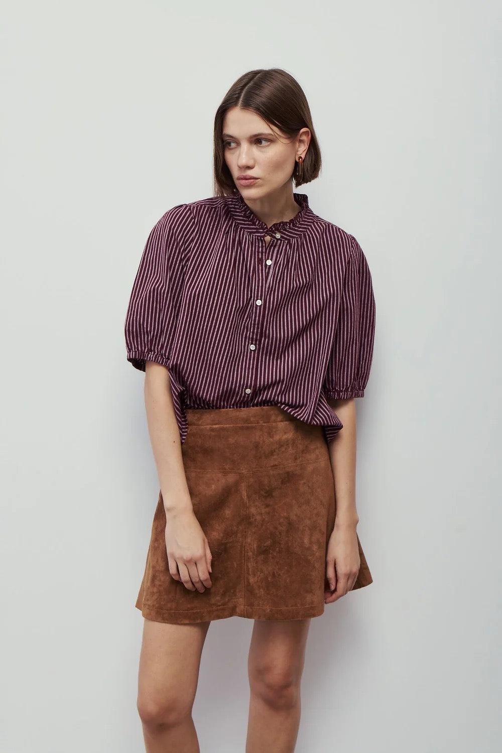MN Greta Faux Suede Skirt LIGHT CHESTNUT