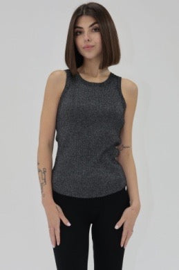 Another Love Cora Sweater Tank - METALLIC BLACK