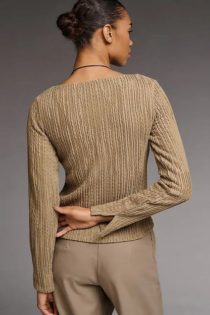 Sanctuary LS Boatneck Textured Top - COVERT GREEN
