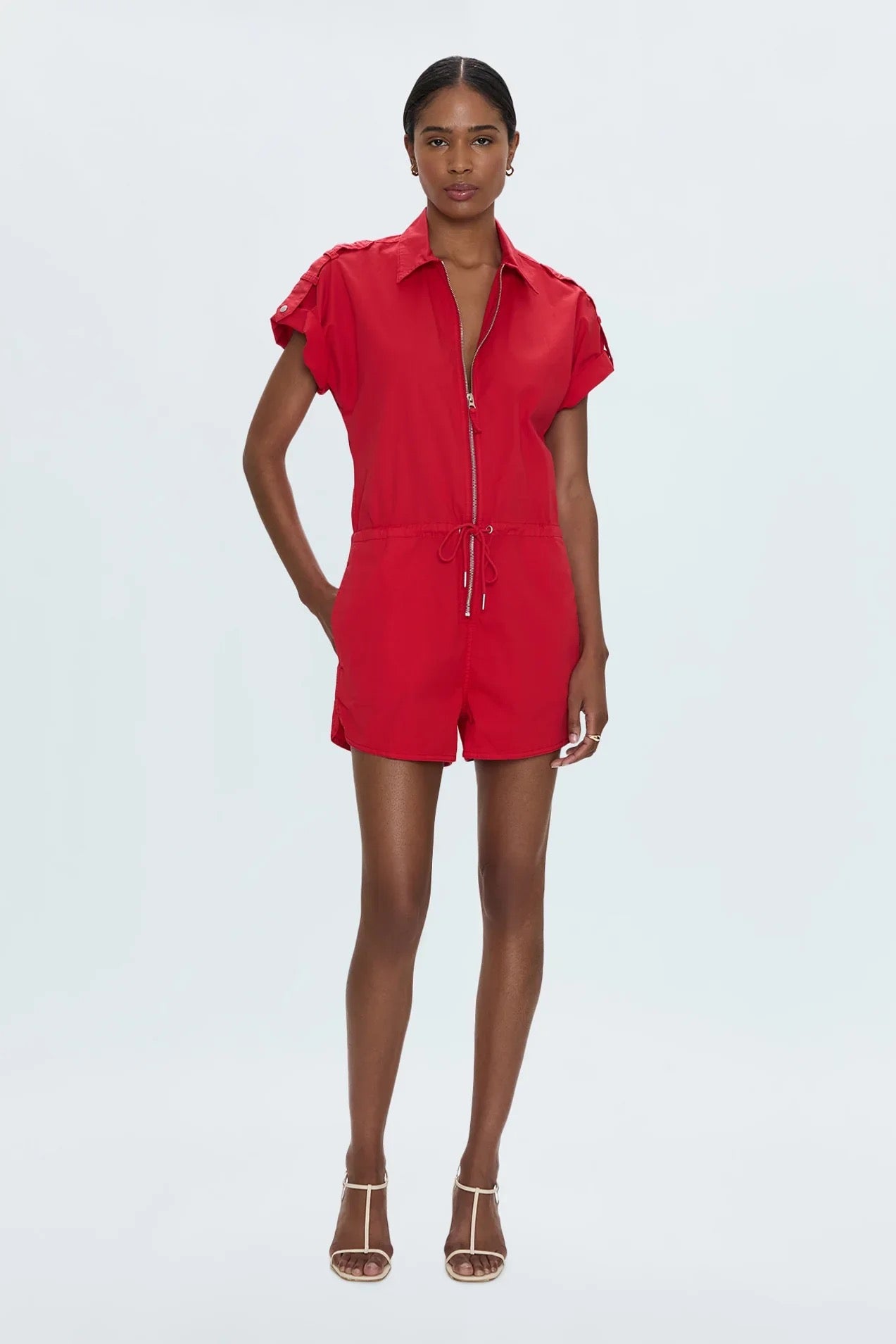 Pistola Meg SS Zip Front Romper - RUBY