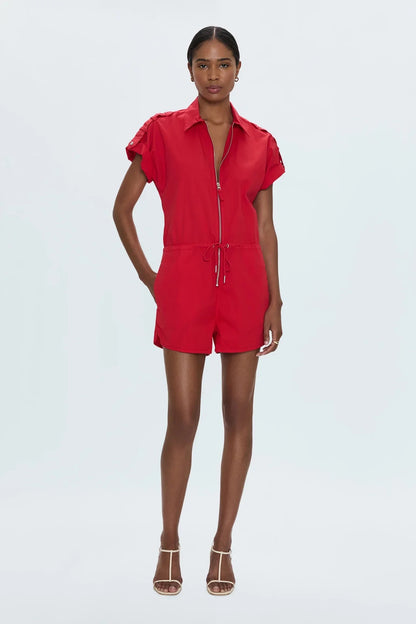 Pistola Meg SS Zip Front Romper - RUBY