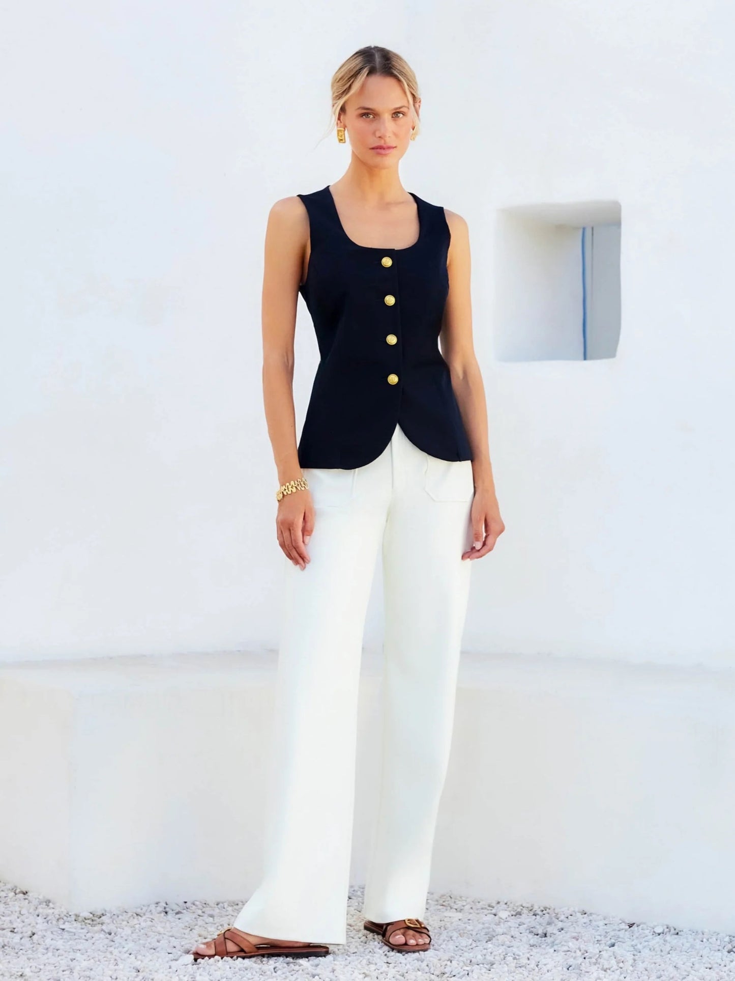 Fifteen Twenty June Button-Up Vest - MIDNIGHT BLUE