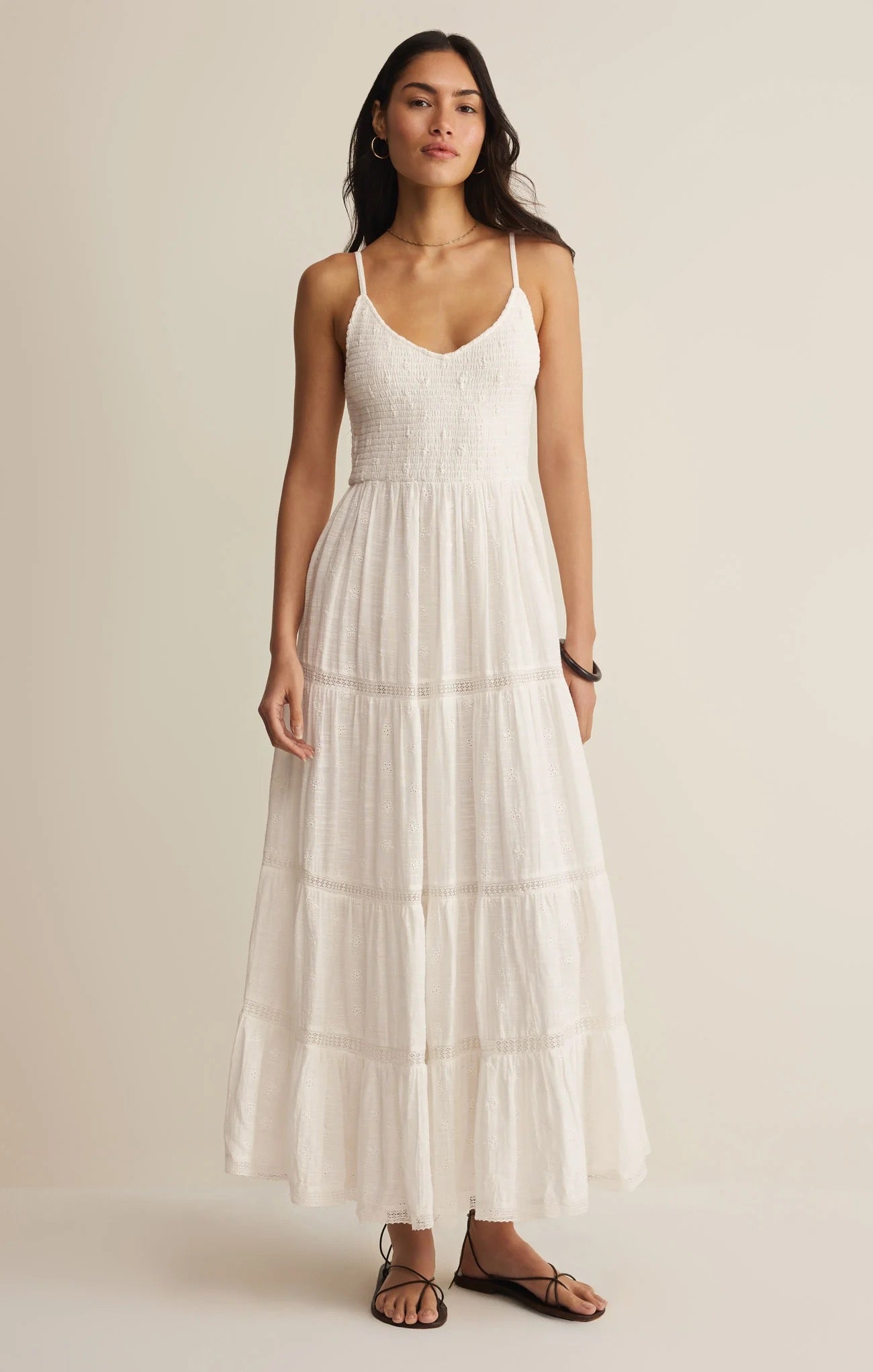 ZS Behati Eyelet Midi Dress WHITE