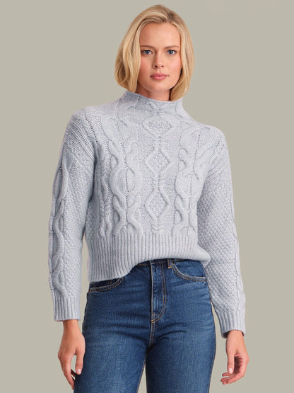 525 Grace Cable Funnel Neck Pullover - ARCTIC ICE