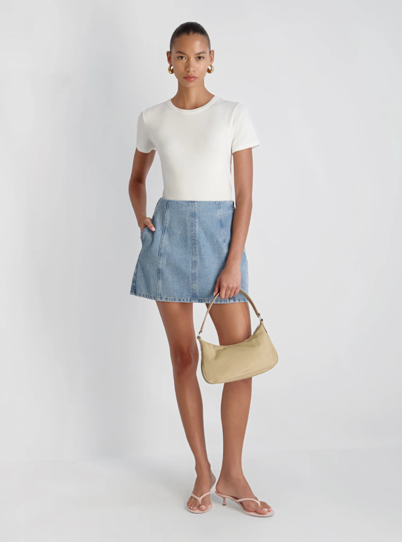 FC 90S Denim Multi Seam Mini Skirt WASHED DENIM