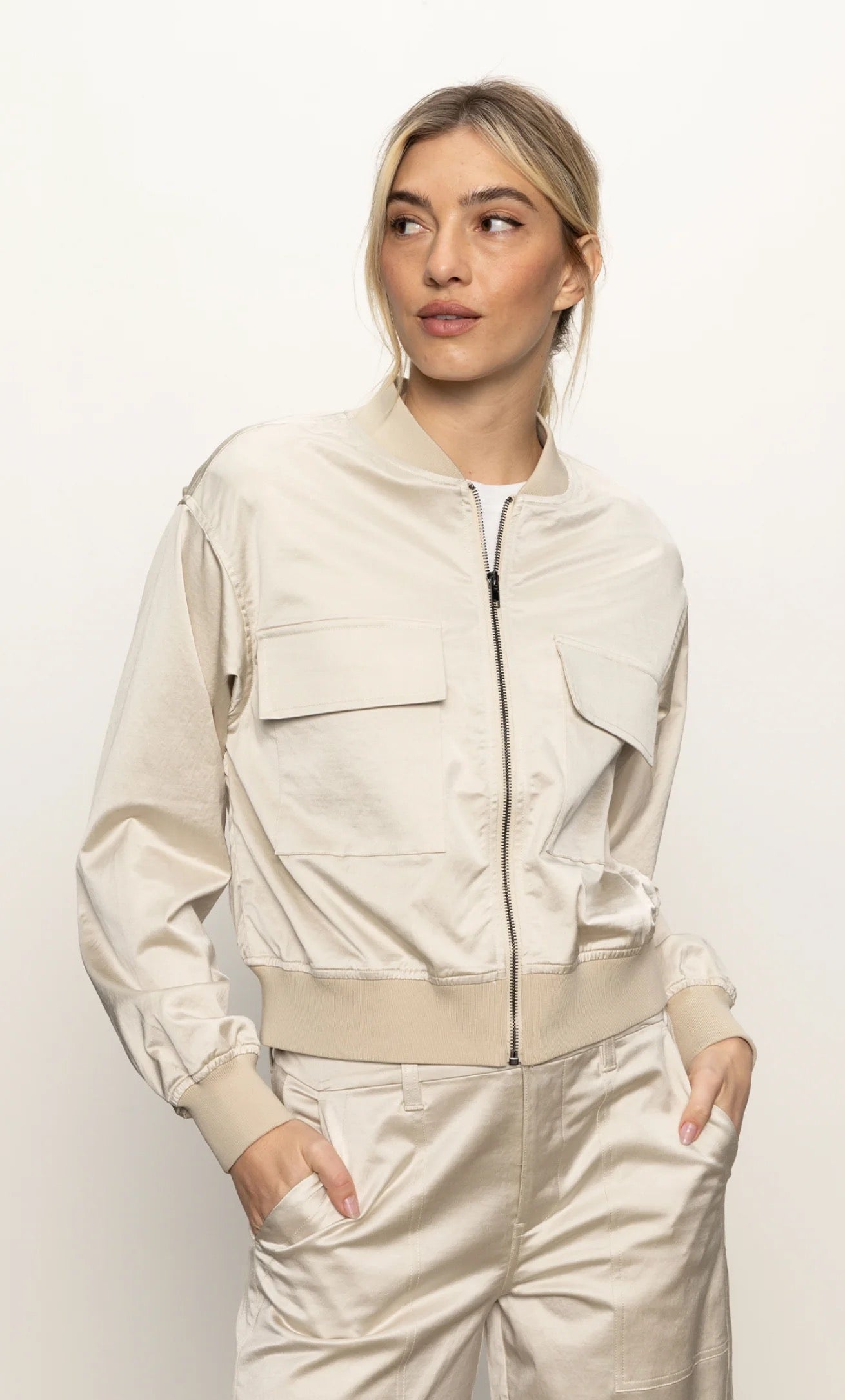 Sanctuary Skyline Sateen Bomber - MOTHER OF PEARL