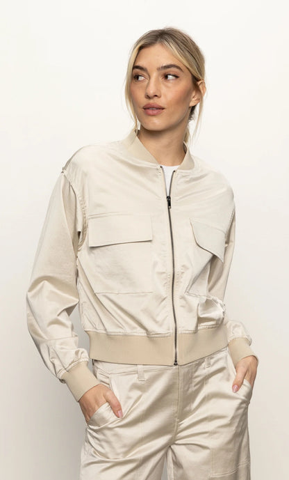 Sanctuary Skyline Sateen Bomber - MOTHER OF PEARL