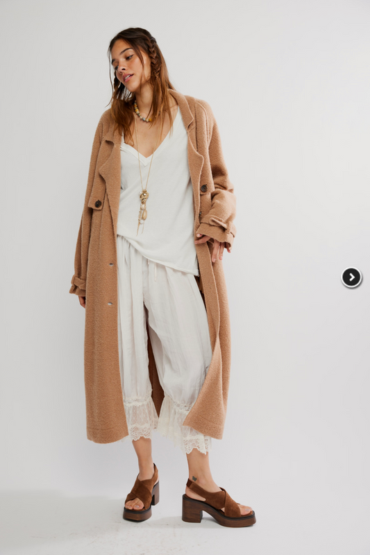 Free People WTF Trespass Maxi Cardi - MORNING SAND