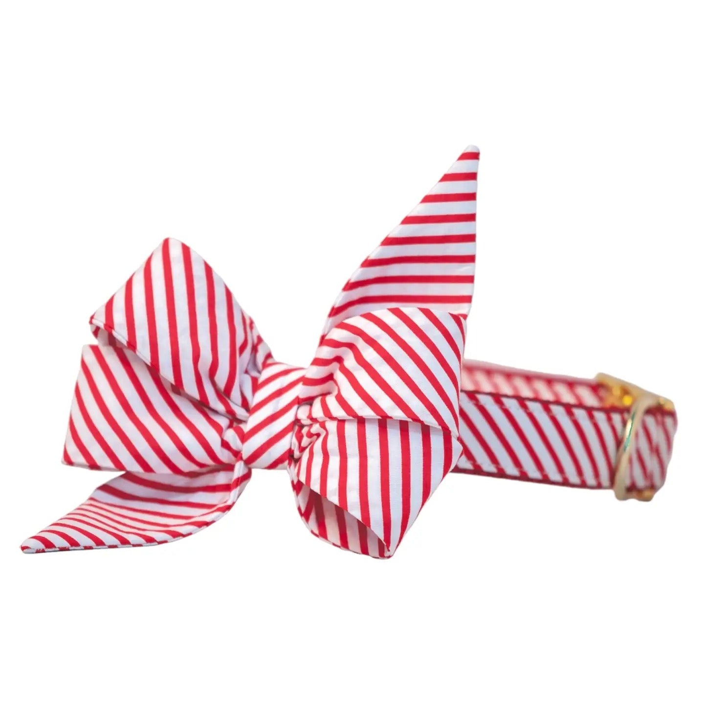 CLL Candy Cane Stripe Belle Bow Dog Collar RED/WHITE