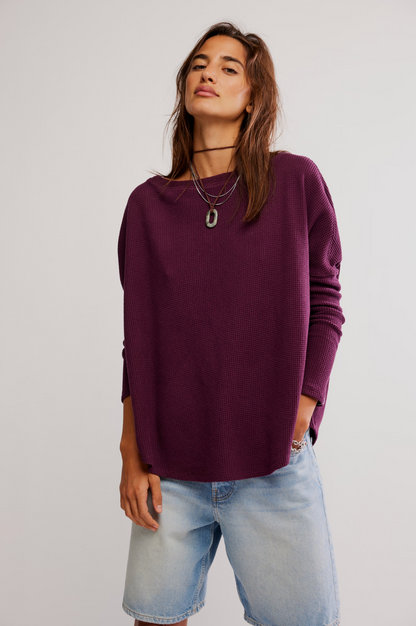 Free People Latte Blues Thermal Solid - CHOCOLATE GRAPE