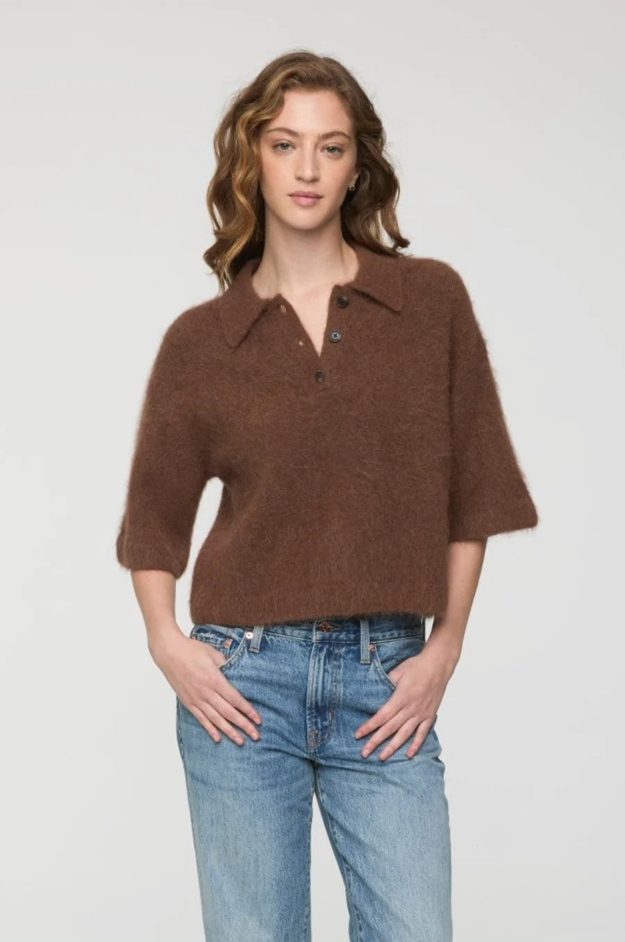 Pistola Nadya Alpaca Boxy Polo Sweater - ROCHE