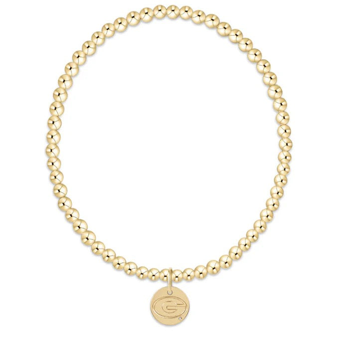 eCOLLEGIATE Classic Gold 3mm Bracelet - UGA Disc