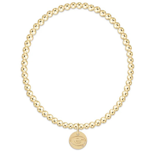 eCOLLEGIATE Classic Gold 3mm Bracelet - UGA Disc