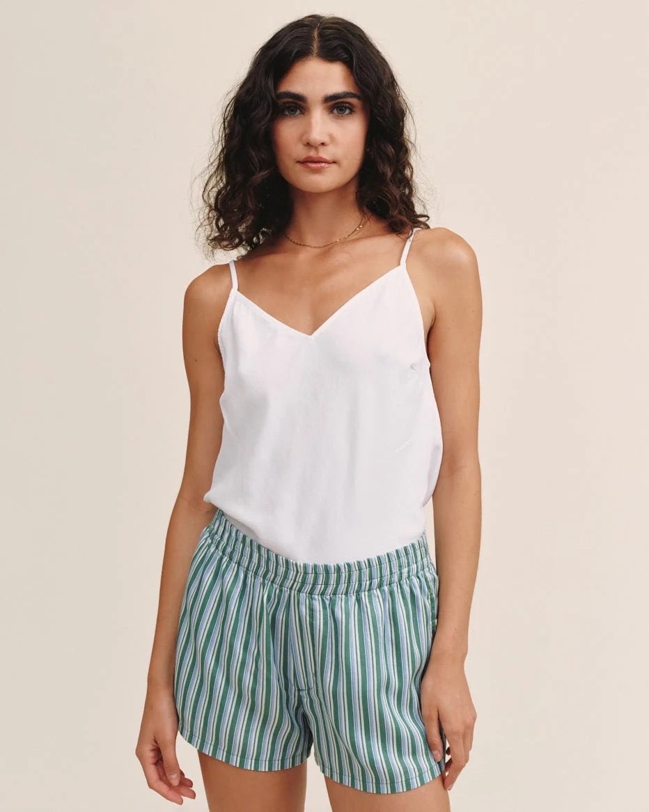 Bella Dahl Boxer Short - EMERALD SURF STRIPE
