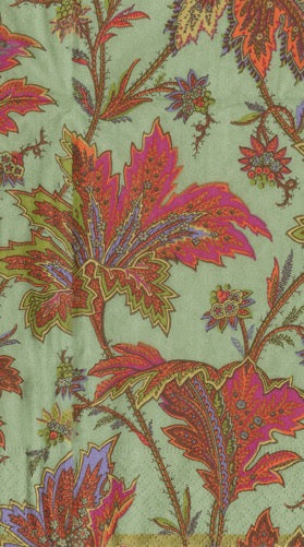 Caspari Paisley Leaves Guest Towels - SAGE GREEN