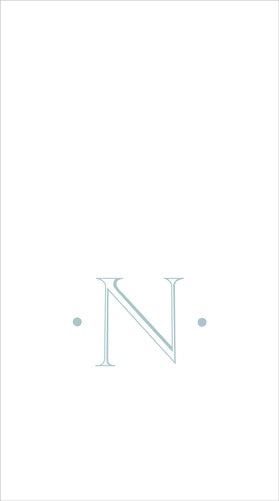 Caspari Antique Initial Boxed Linen Guest Towel ROBIN'S EGG - N