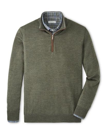 Peter Millar Autumn Crest Suede Trim Quarter-Zip - BASIL