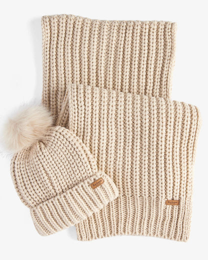 Barbour Saltburn Beanie & Scarf Gift Set - PEARL